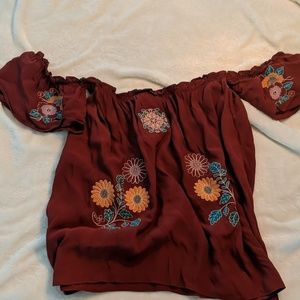 Off the shoulder embroidered top